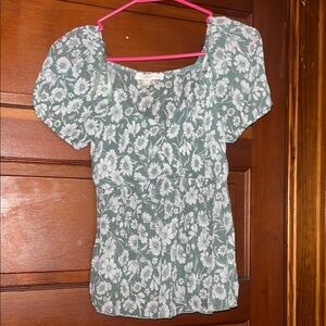 Monteau Green Floral Blouse